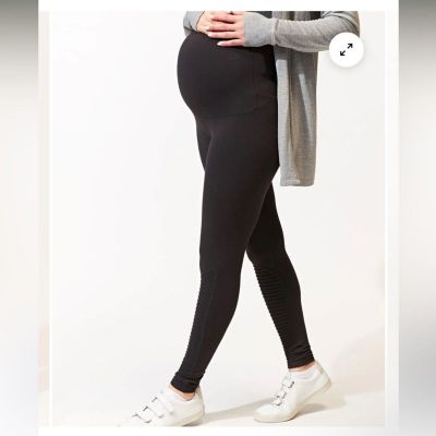 Threads 4 Thought black Diaz moto maternity leggings size L full belly panel